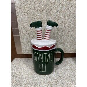 Rae Dunn SANTA'S ELF Christmas Lidded Mug - NEW
